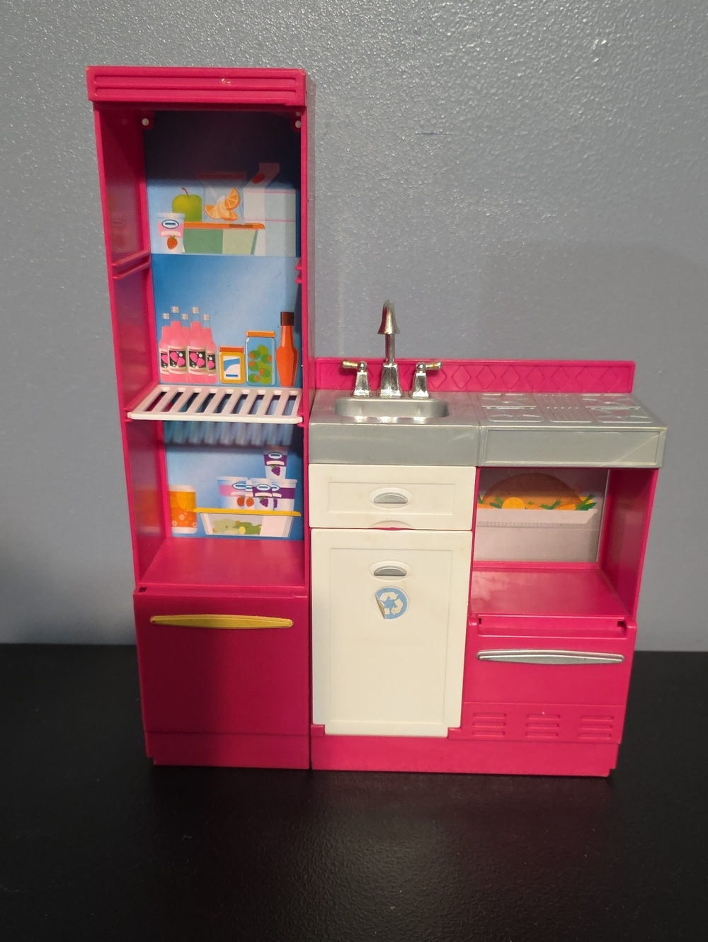 BARBIE Pink Toy Kitchen Playset with Sink and Refrigerator - Brand Unknown
